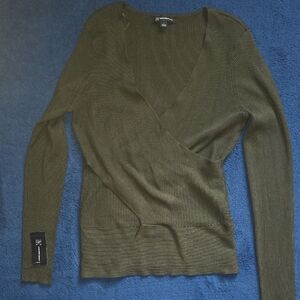 INC International Concepts Olive V-Neck Sweater